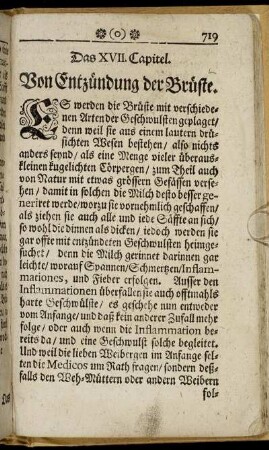 Das XVII. Capitel. Von Entzündung der Brüste.