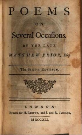 Poems On Several Occasions, 1