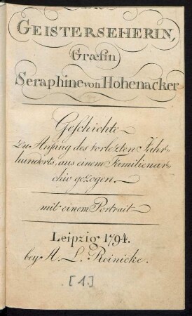 [1]: Die Geisterseherin, Græfin Seraphine von Hohenacker