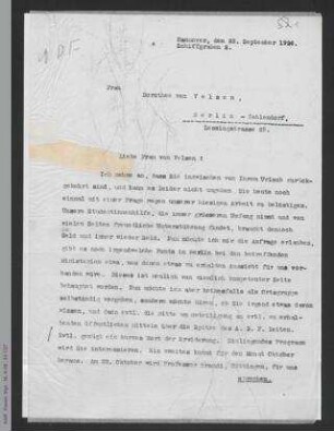 Brief von [Mathilde Drechsler] an Dorothee von Velsen