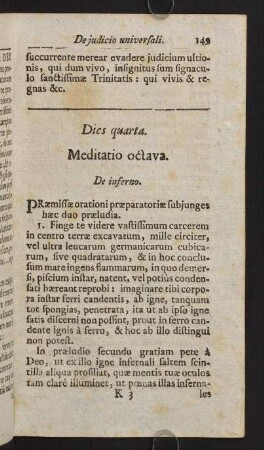 149-169, Dies quarta. Meditatio octava. De inferno