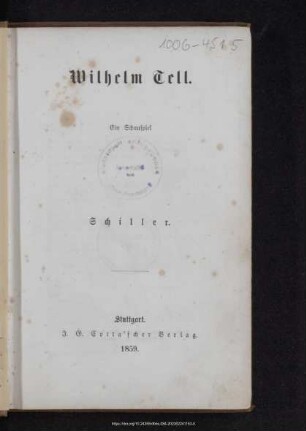 Wilhelm Tell : ein Schauspiel