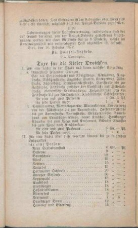 Taxe für die Kieler Droschken.