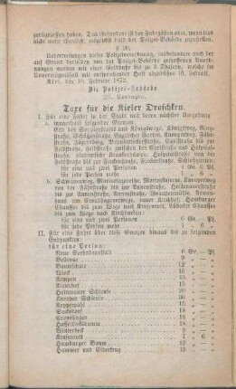 Taxe für die Kieler Droschken.