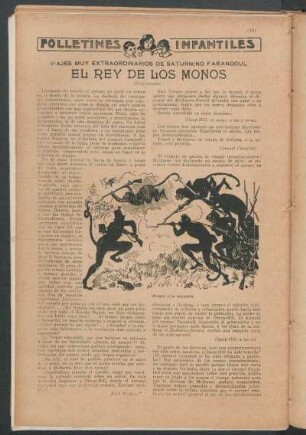 El rey de los monos : Folletines infantiles - Viajes muy extraordinarios de Saturnino Farandoul - (Continuación)