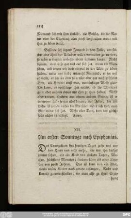 XII. Am ersten Sonntage nach Epiphanias.