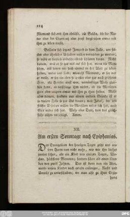 XII. Am ersten Sonntage nach Epiphanias.
