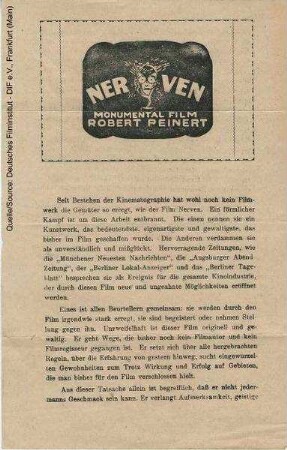 Filmprogramm von "Nerven"