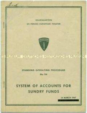 Familienkonvolut Stock / Anleitung aus dem Hauptquartier der US-Streitkräfte für die Buchführung (englisch) aus dem Besitz von Erwin Stock