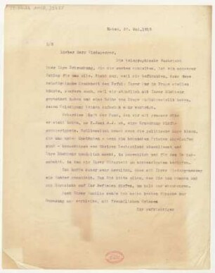 Brief an Lothar Windsperger : 26.05.1919