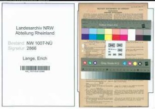 Entnazifizierung Erich Lange , geb. 15.12.1904 (Kaufmann)