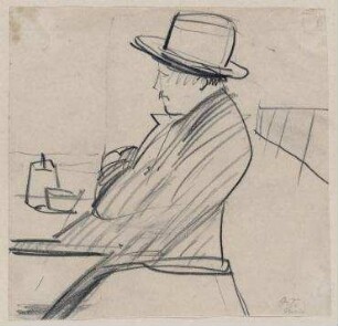 Sechs Skizzen, Paris. [Mann mit Hut im Cafe]