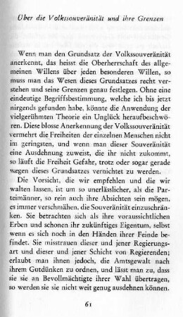 Über die Volkssouveränität und ihre Grenzen