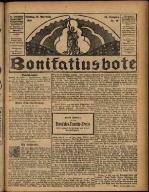 Erste Ausgabe vom Sonntag, den 28. November 1926.