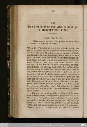 VIII. Von dem Verdammen Andersgläubiger in unserm Bekenntniß.