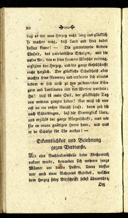 Erkenntlichkeit und Belohnung gegen Verdienste.