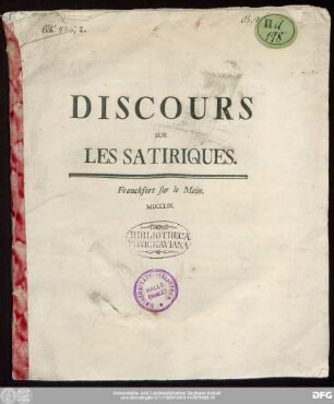 Discours Sur Les Satiriques