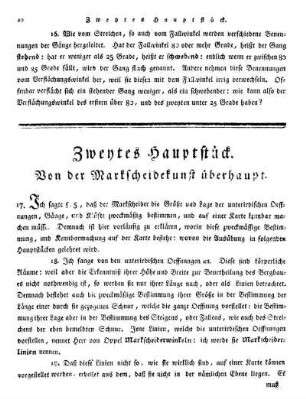 Zweytes Hauptstück. Von der Markscheidekunst überhaupt
