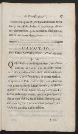 Caput IV. De Litis Denunciatione, et Evictione