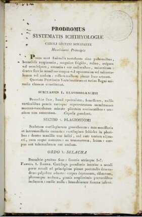 Prodromus Systematis Ichthyologiæ