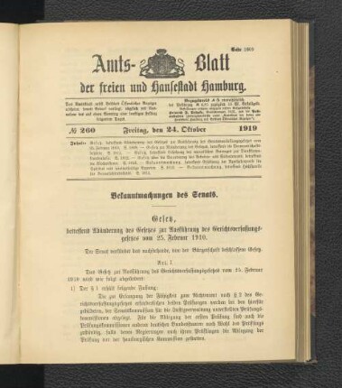No.260, Freitag, den 24. Oktober 1919