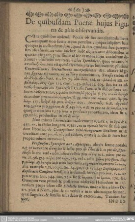 De quibusdam Poetae huius Figuris & aliis observandis