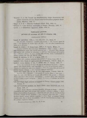 Pubblicazioni periodiche pervenute all' Accademia nel mese di settembre 1886.