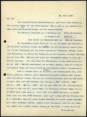 Bericht des ersten Sekretars an die Zentral-Direktion