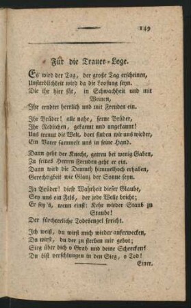 Für die Trauer-Loge