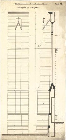 Schmidt, Heinrich von; Kaiserslautern; Marienkirche - Strebepfeiler am Langhaus (Ansicht, Schnitt)