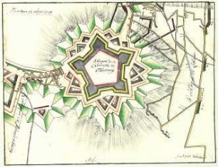 WHK 14 Spanischer Sukzessionskrieg 1701-1713 bis zum Frieden von Rastatt: Plan der Angriffe auf die Zitadelle von Tournai, 18. August 1709