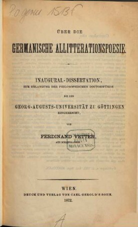 Über die germanische Allitterationspoesie