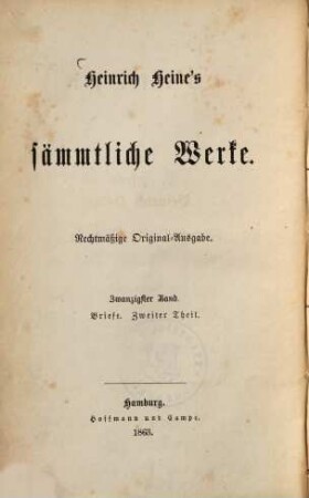 Heinrich Heine's sämmtliche Werke. 20., Briefe, Th. 2