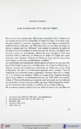 Chilas - Thalpan et l'art du Tibet