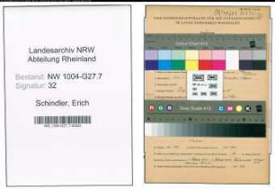 Entnazifizierung Erich Schindler , geb. 26.05.1905 ()