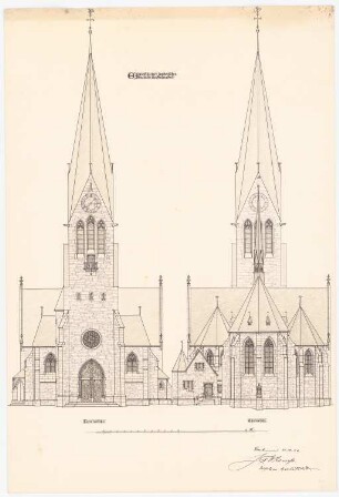 St. Laurentius, Rudersdorf bei Wilnsdorf: Vorder- und Choransicht (Vorentwurf)