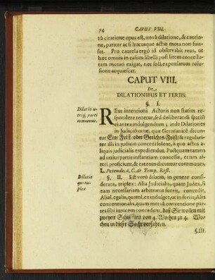 Caput VIII. De dilationibus et feriis.