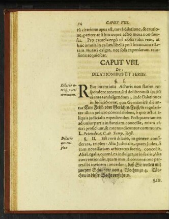 Caput VIII. De dilationibus et feriis.