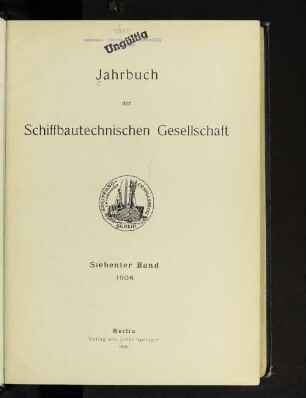 7.1906: Jahrbuch der Schiffbautechnischen Gesellschaft