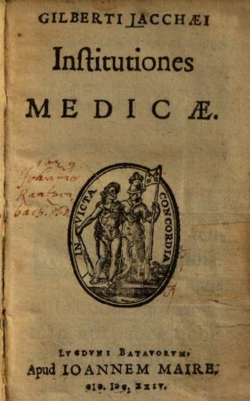 Gilberti Jacchaei Institutiones Medicae