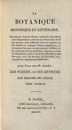 La botanique historique et littéraire
