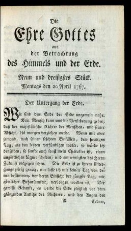 Neun und dreisigstes Stück. Montags den 20 April 1767