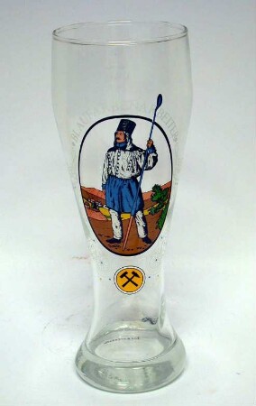 Weizenbierglas mit sächsischem Blaufarbenarbeiter