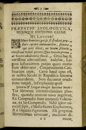 Præfatio Apologetica, Hujusque Editionis Causæ.