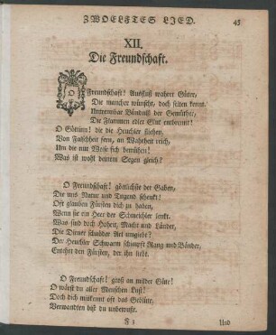 Zwoelftes Lied. XII. Die Freundschaft