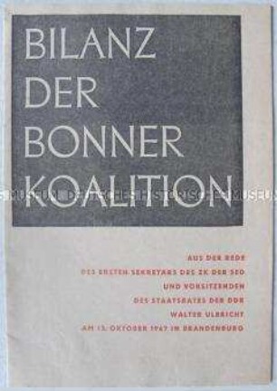 Sonderdruck der Nationalen Front mit Auszügen aus einer Rede von Walter Ulbricht zur Ostpolitik der bundesdeutschen Koalitionsregierung