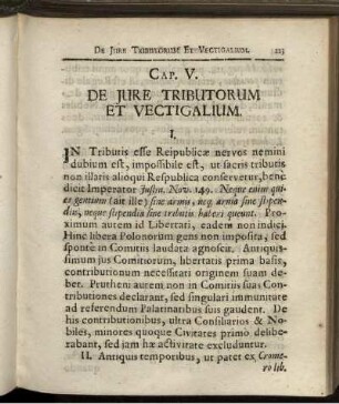 Cap. V. De Iure Tributorum Et Vectigalium