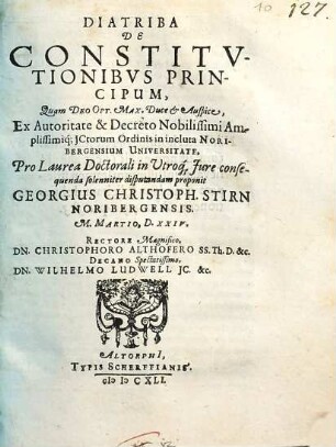 Diatriba De Constitutionibus Principum