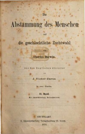 Die Abstammung des Menschen und die geschlechtliche Zuchtwahl, 2