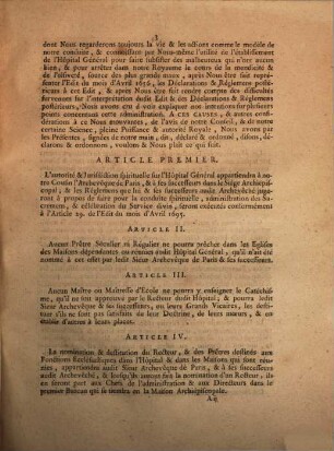 Declaration Du Roi, Portant Réglement pour l'administration de l'Hôpital Général de la ville de Paris : Donnée à Versailles le 24. Mars 1751.